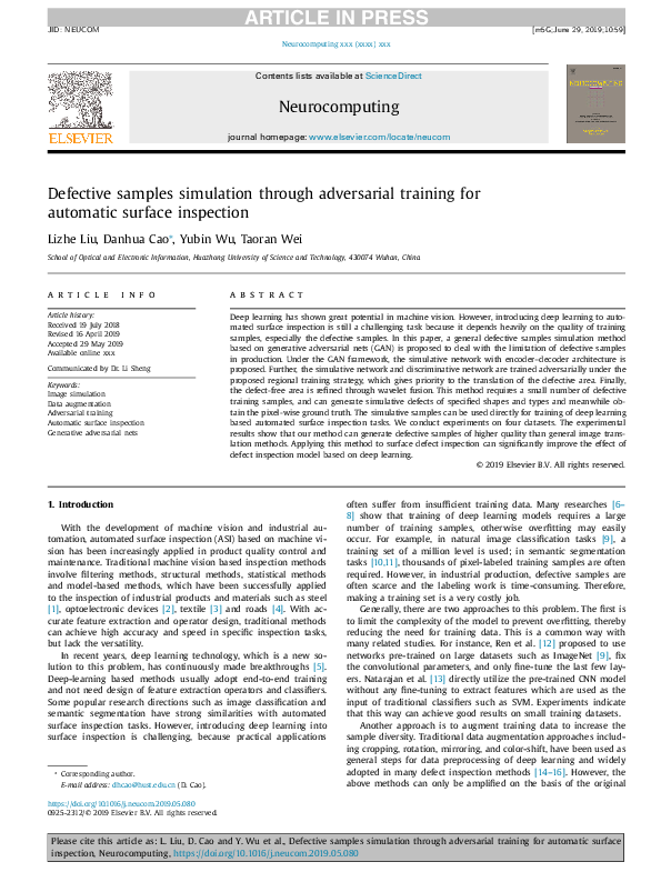 (PDF) Defective samples simulation through adversarial training for ...
