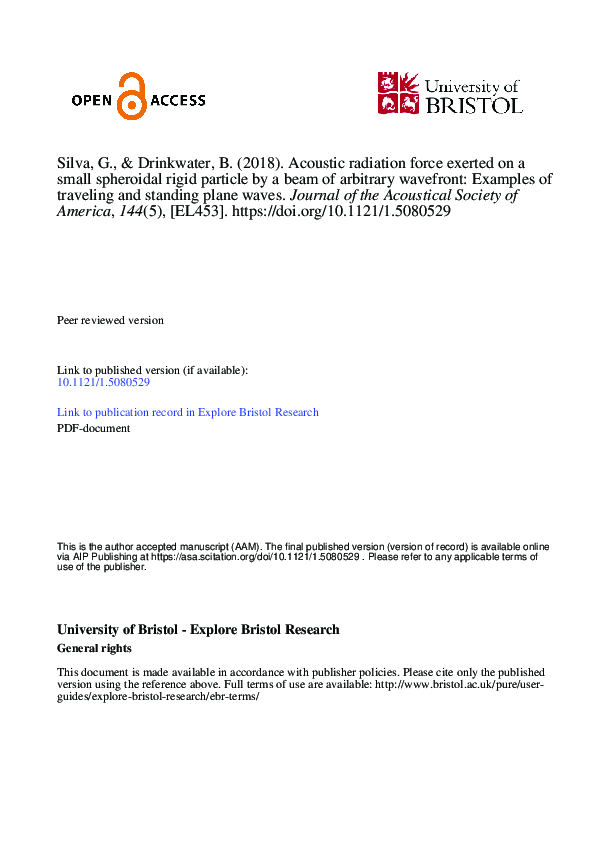 (PDF) Acoustic radiation force exerted on a small spheroidal rigid ...
