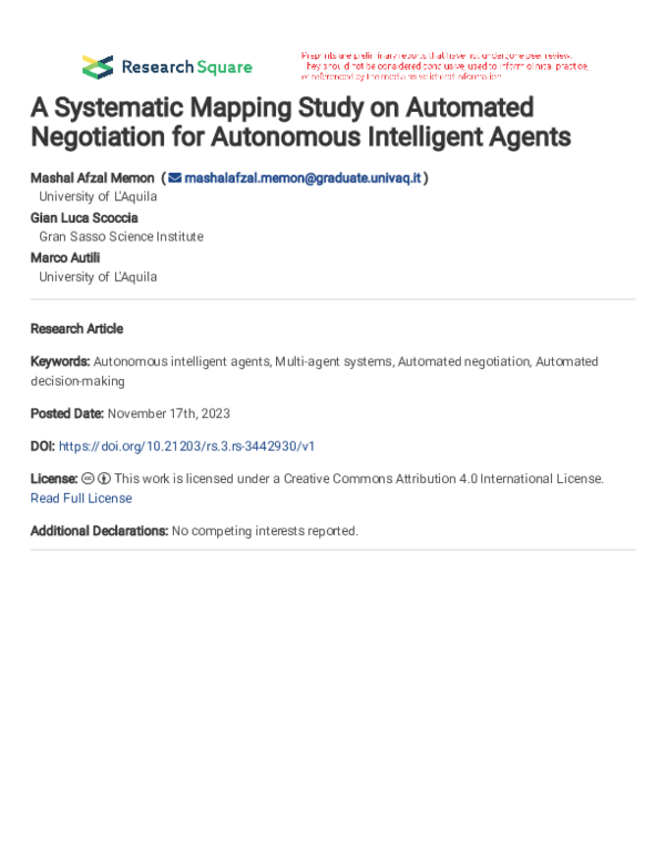 (PDF) A Systematic Mapping Study on Automated Negotiation for ...