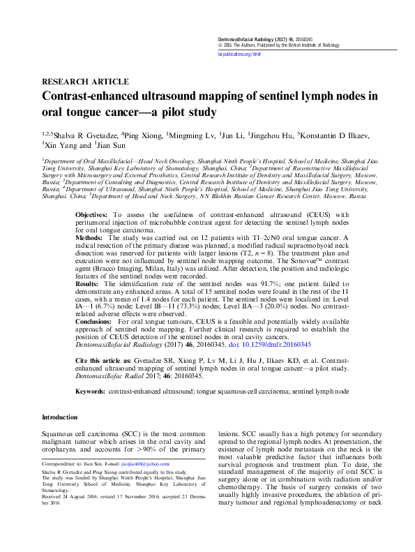 (PDF) Contrast - enhanced ultrasound mapping of sentinel lymph nodes in ...