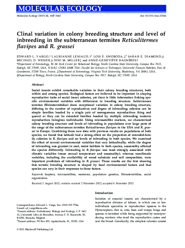 (PDF) Clinal variation in colony breeding structure and level of ...
