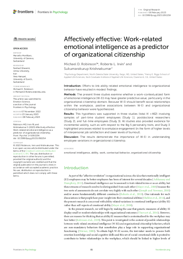 (PDF) Affectively effective: Work-related emotional intelligence as a ...