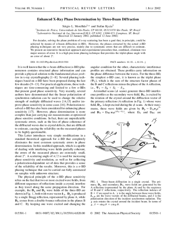 (PDF) Enhanced X-Ray Phase Determination by Three-Beam Diffraction