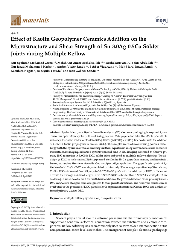 (PDF) Effect of Kaolin Geopolymer Ceramics Addition on the ...