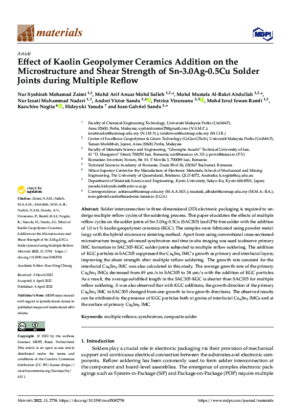 (PDF) Effect of Kaolin Geopolymer Ceramics Addition on the ...