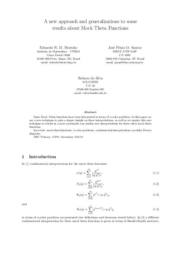 (PDF) A new approach and generalizations to some results about mock ...