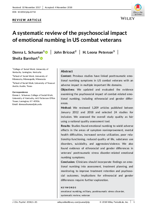 (PDF) A systematic review of the psychosocial impact of emotional ...