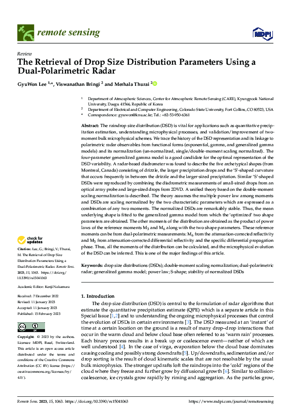 (PDF) The Retrieval of Drop Size Distribution Parameters Using a Dual ...