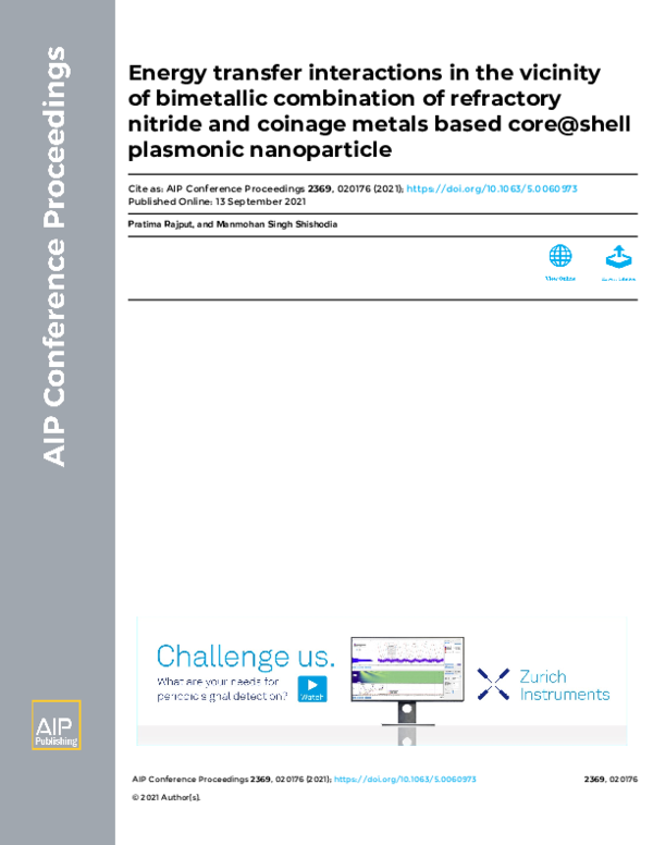 (PDF) Energy transfer interactions in the vicinity of bimetallic ...
