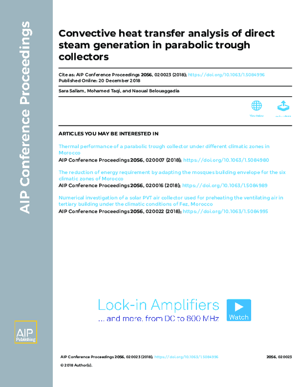 (PDF) Convective heat transfer analysis of direct steam generation in ...