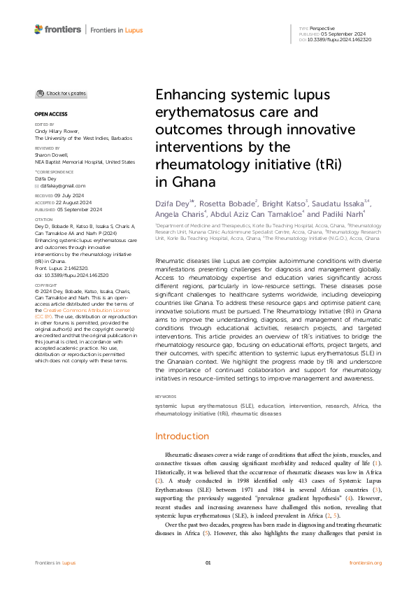 (PDF) Enhancing systemic lupus erythematosus care and outcomes through ...