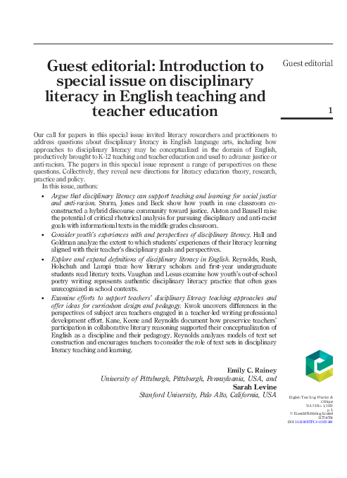 (PDF) Guest editorial: Introduction to special issue on disciplinary ...