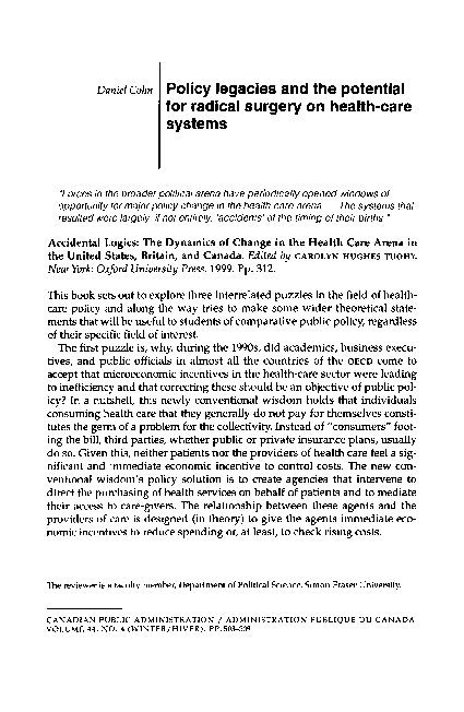 (PDF) Policy legacies and the potential for radical surgery on health ...