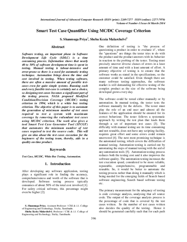(PDF) Smart Test Case Quantifier Using MC/DC Coverage Criterion