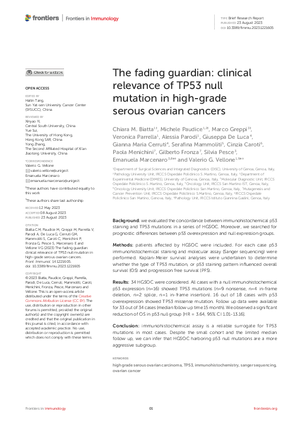 (PDF) The fading guardian: clinical relevance of TP53 null mutation in ...