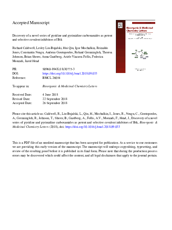 (PDF) Discovery of a novel series of pyridine and pyrimidine ...