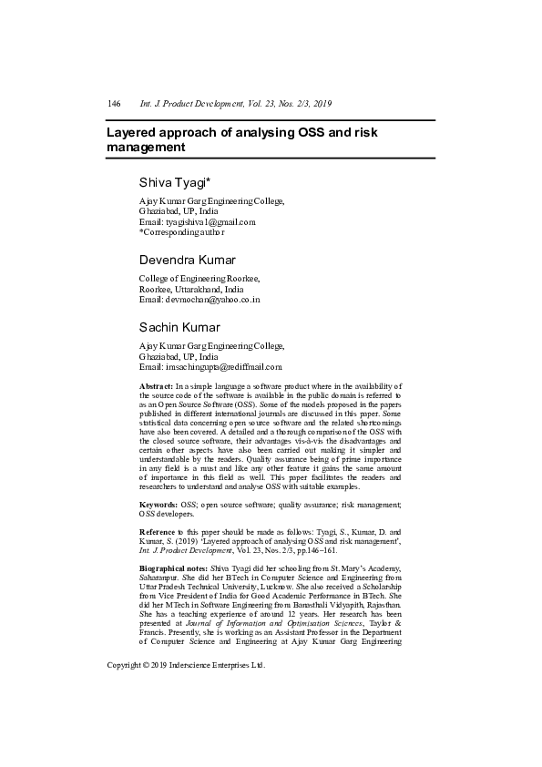 (PDF) Layered approach of analysing OSS and risk management