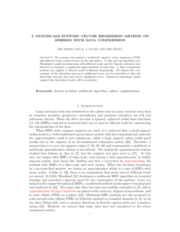 (PDF) A multiscale support vector regression method on spheres with ...