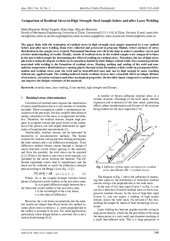 (PDF) Comparison of Residual Stress in High Strength Steel Sample ...