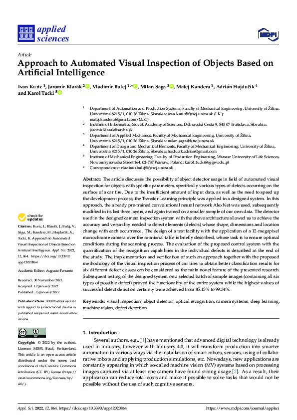 (PDF) Approach to Automated Visual Inspection of Objects Based on ...