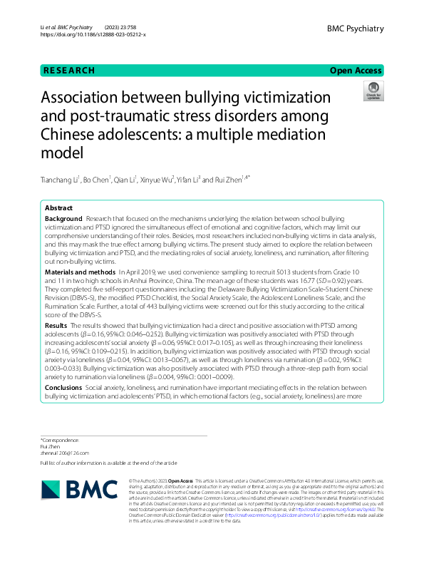 (PDF) Association between bullying victimization and physical fighting ...