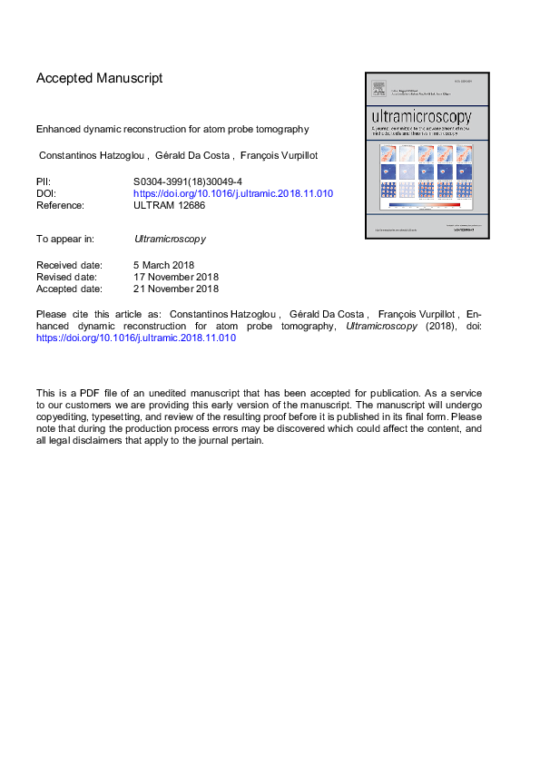 (PDF) Enhanced dynamic reconstruction for atom probe tomography