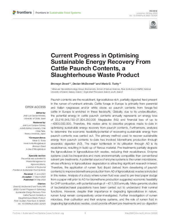 (PDF) Current Progress in Optimising Sustainable Energy Recovery From ...
