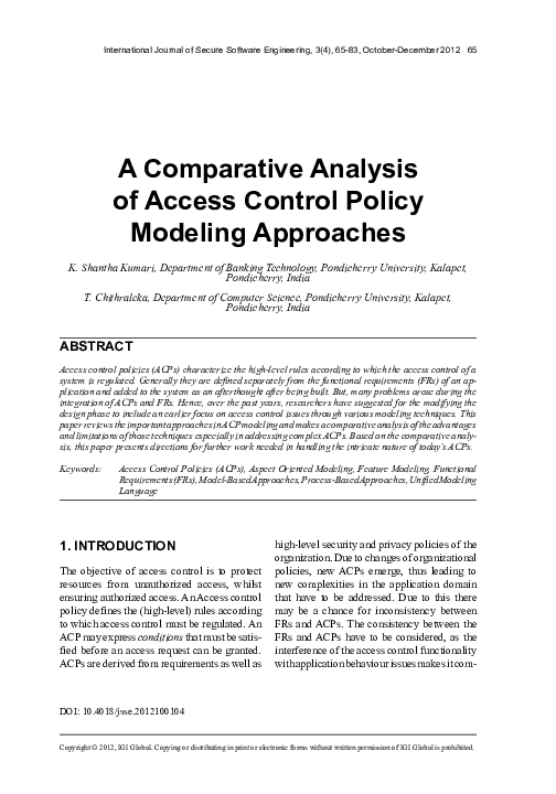 (PDF) A Comparative Analysis of Access Control Policy Modeling Approaches