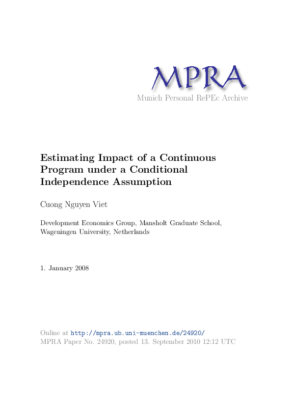 (PDF) Impact evaluation of multiple overlapping programs under a ...