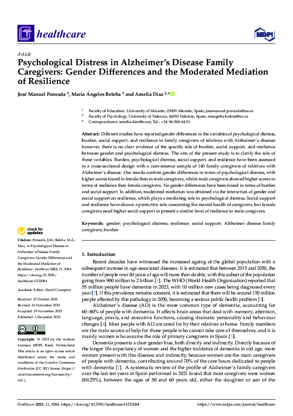 (PDF) Psychological Distress in Alzheimer’s Disease Family Caregivers ...