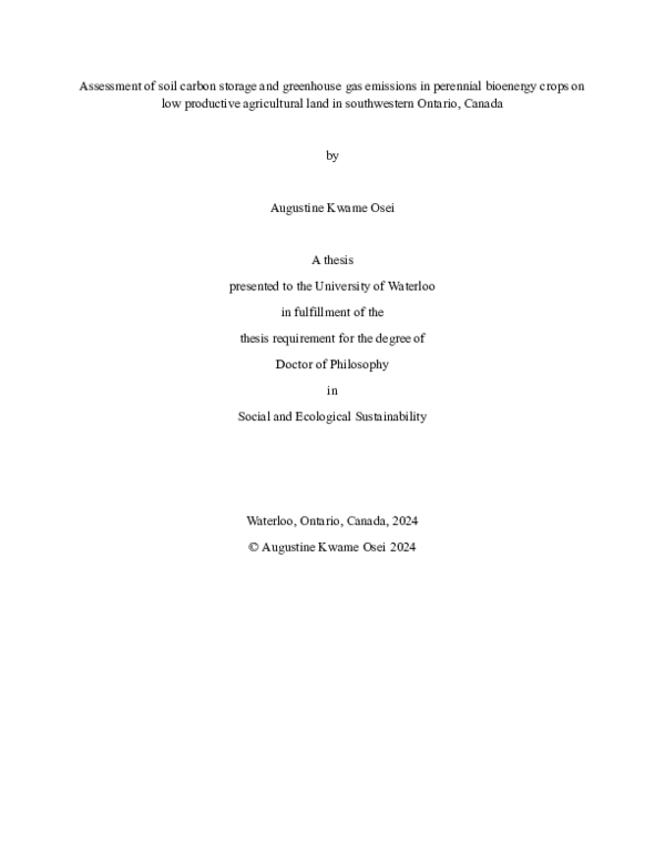 (PDF) Assessment of soil carbon storage and greenhouse gas emissions in ...