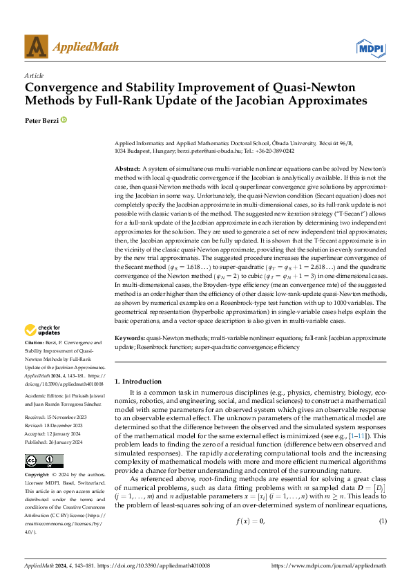 (PDF) Convergence and Stability Improvement of Quasi-Newton Methods by ...