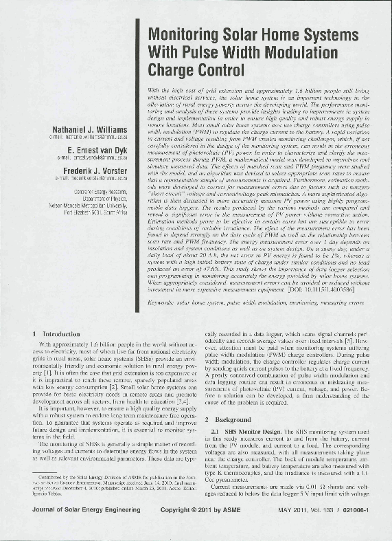 (PDF) Monitoring Solar Home Systems With Pulse Width Modulation Charge ...