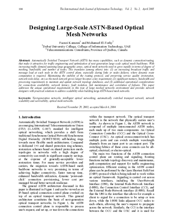 (PDF) Designing Large-Scale ASTN-Based Optical Mesh Networks