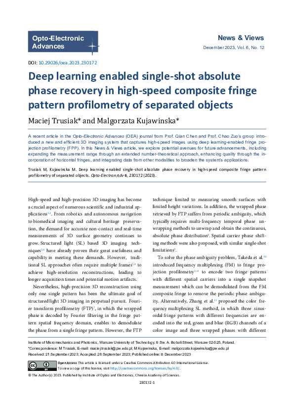 (PDF) Deep learning enabled single-shot absolute phase recovery in high ...
