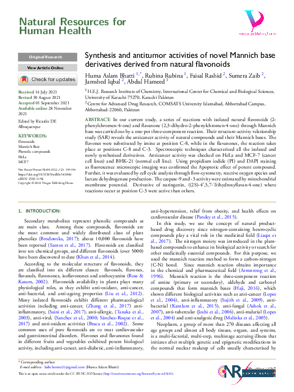 (PDF) Synthesis and antitumor activities of novel Mannich base ...