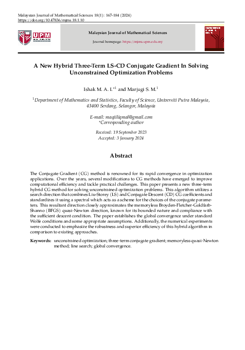 (PDF) A New Hybrid Three-Term LS-CD Conjugate Gradient In Solving ...