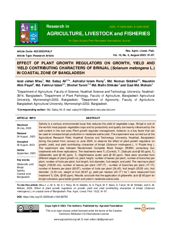 (PDF) Effect of plant growth regulators on growth, yield and yield ...