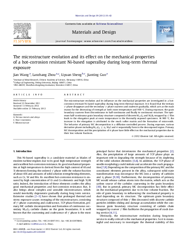 (PDF) The microstructure evolution and its effect on the mechanical ...