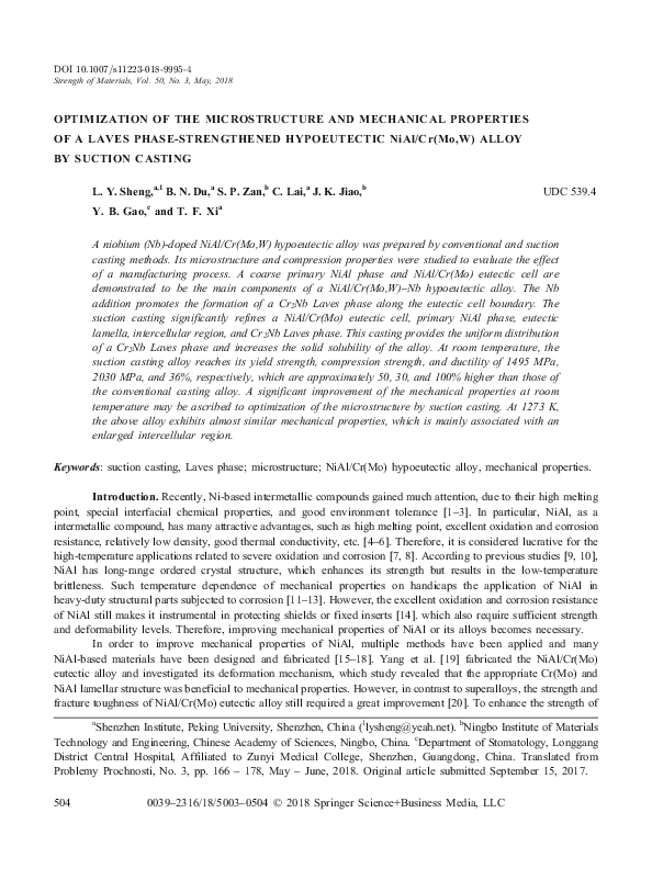 (PDF) Optimization of microstructure and mechanical property of a Mg-Zn ...