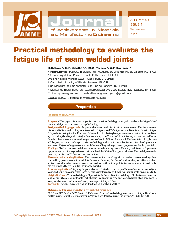 (PDF) Practical methodology to evaluate the fatigue life of seam welded ...