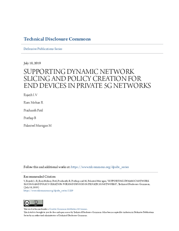 (PDF) July 18 , 2019 SUPPORTING DYNAMIC NETWORK SLICING AND POLICY ...