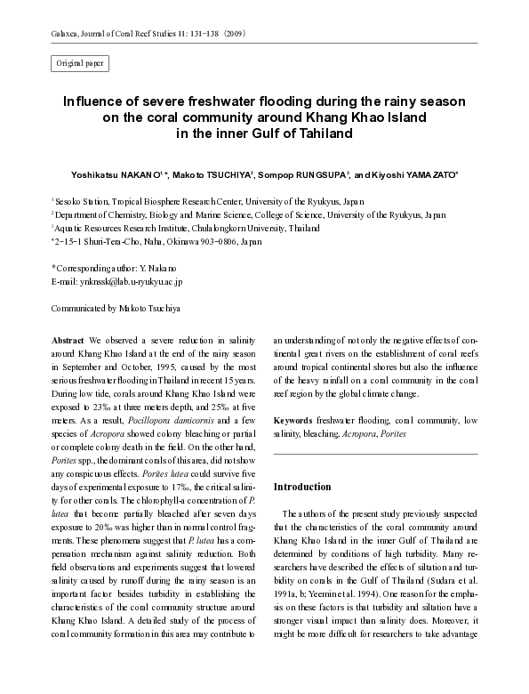 (PDF) Influence of severe freshwater flooding during the rainy season ...