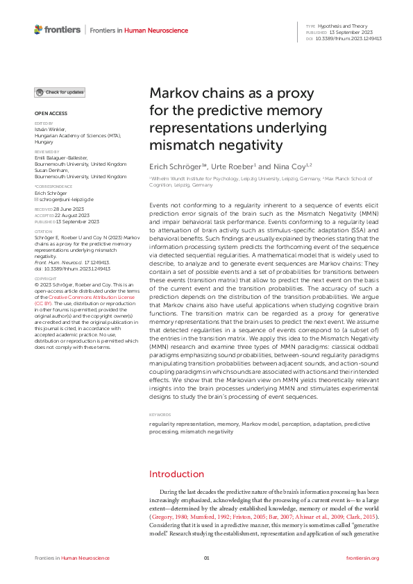 (PDF) Markov chains as a proxy for the predictive memory ...
