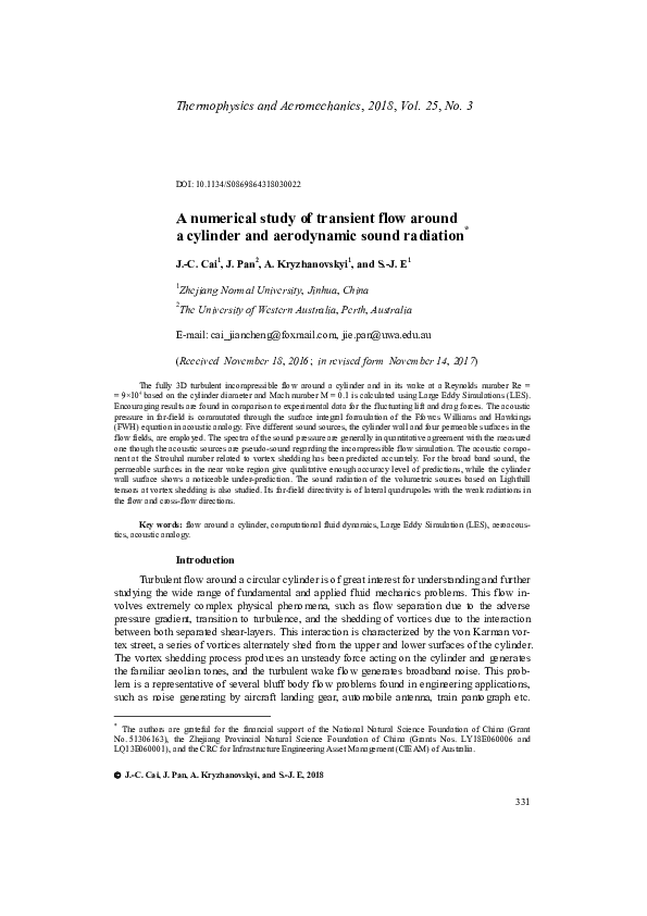 (PDF) A numerical study of transient flow around a cylinder and ...
