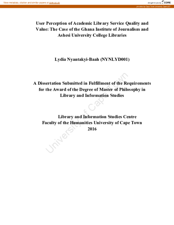 (PDF) User perception of academic library service quality and value ...