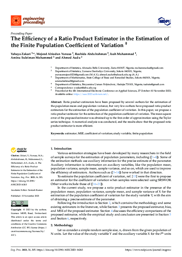 (PDF) The Efficiency of a Ratio Product Estimator in the Estimation of ...