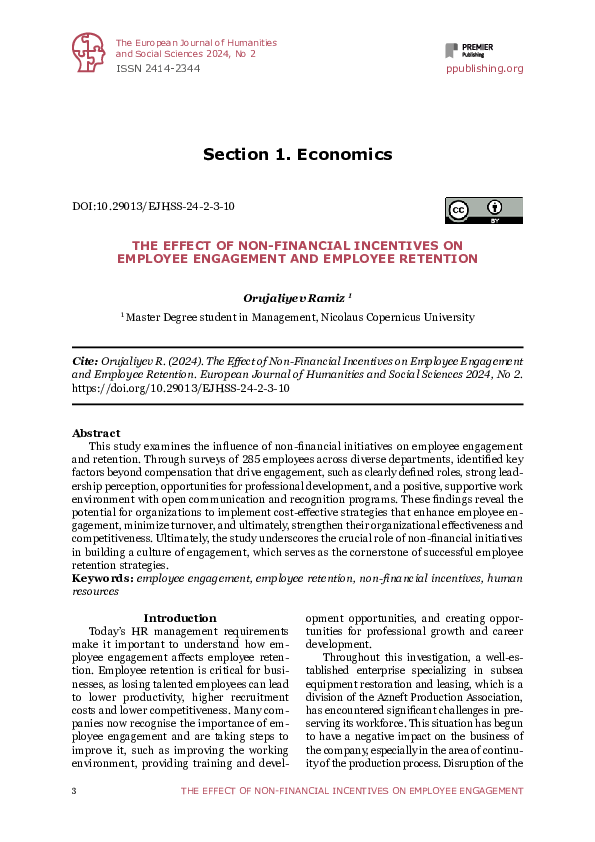 (PDF) The Effect of Non-Financial Incentives on Employee Engagement and ...