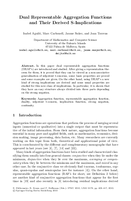 (PDF) Dual representable aggregation functions and their derived s ...