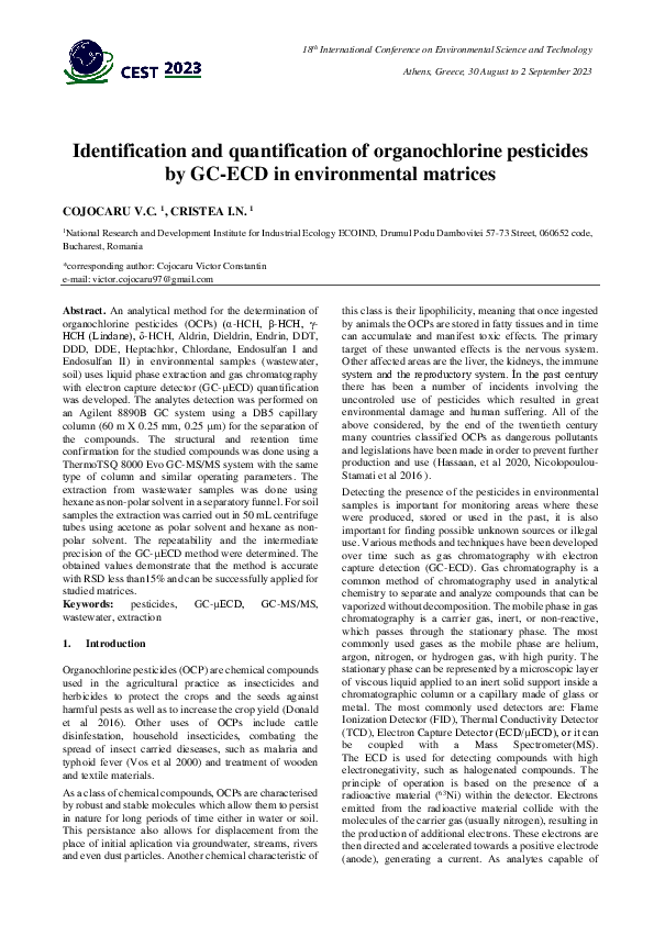 (PDF) Identification and quantification of organochlorine pesticides by ...